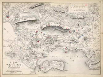 Karte der Belagerung von Toulon, veröffentlicht von William Blackwood and Sons, Edinburgh und London, 1848
